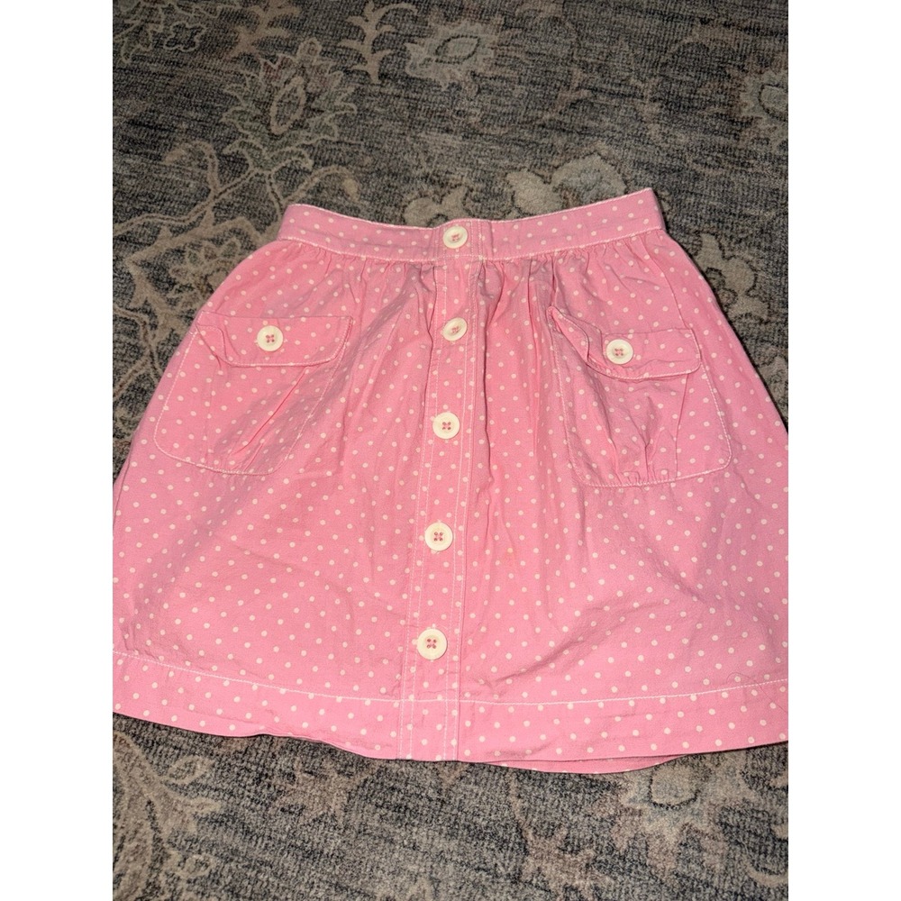 Mini Boden Pink Polka Dot Button Front Skirt